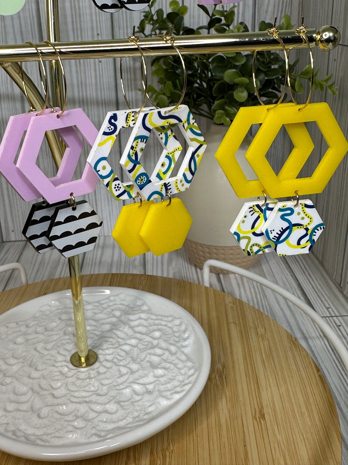 Geo Hoops -  Yellow Swirl