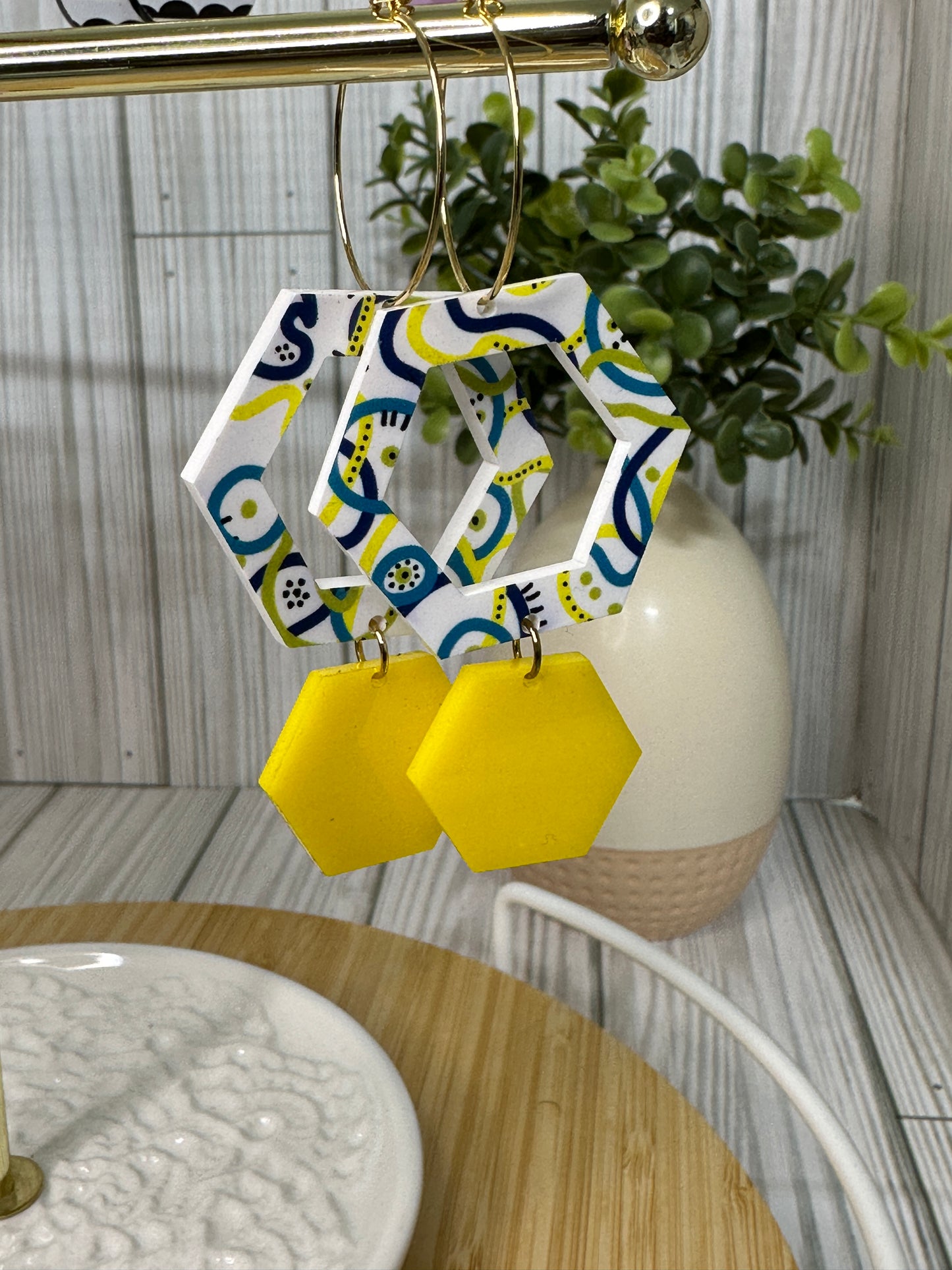 Geo Hoops -  Yellow Swirl