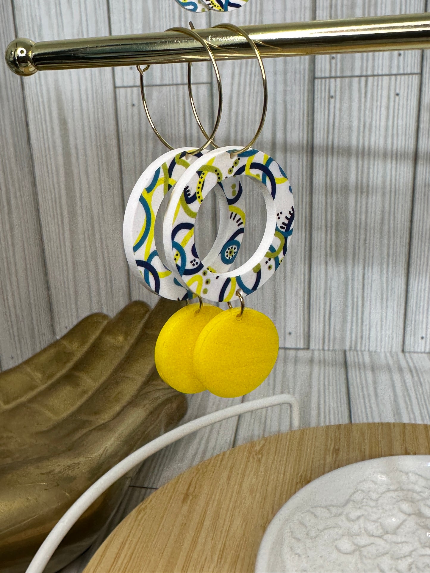 Geo Hoops -  Yellow Swirl