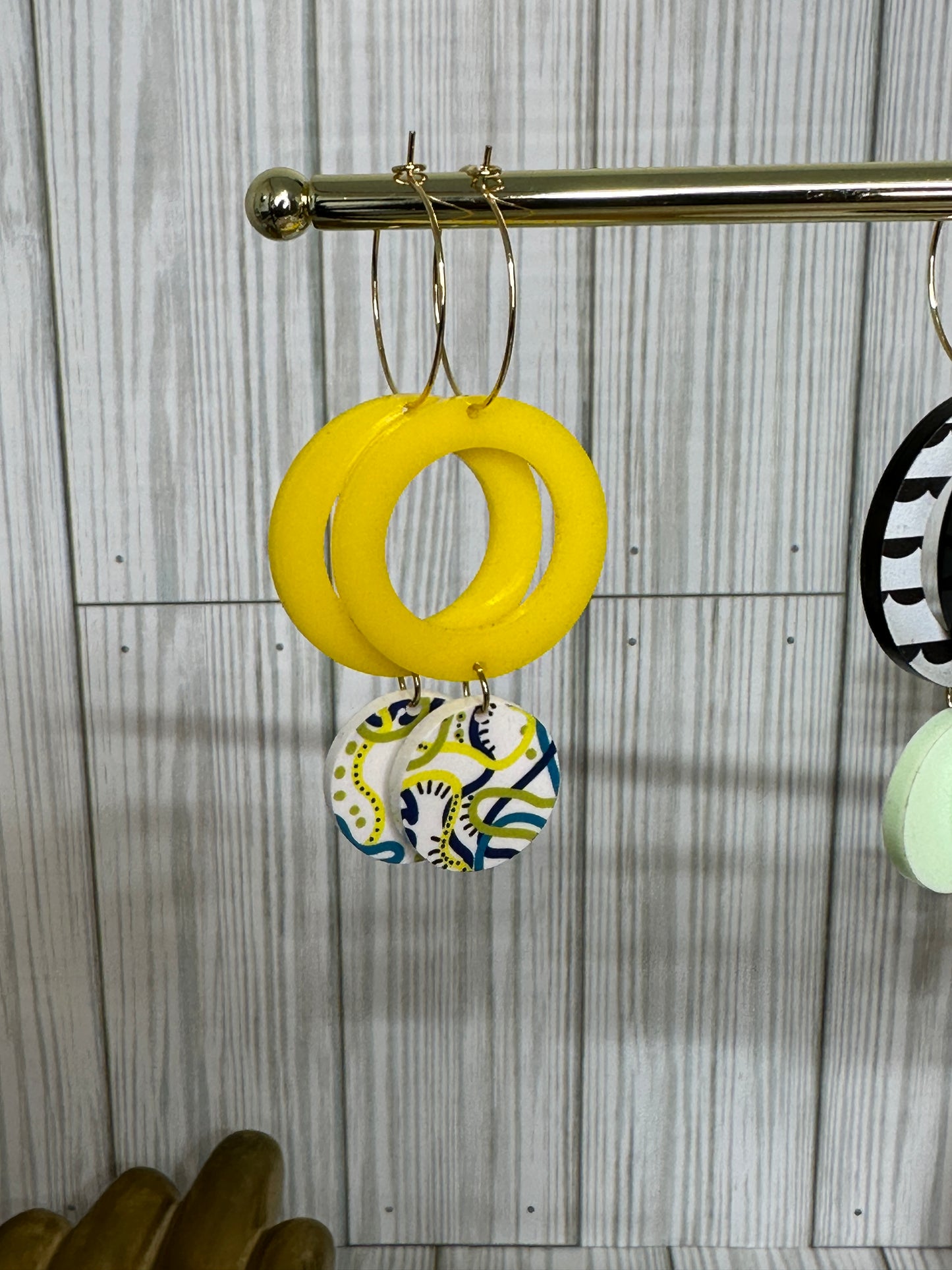 Geo Hoops -  Yellow Swirl